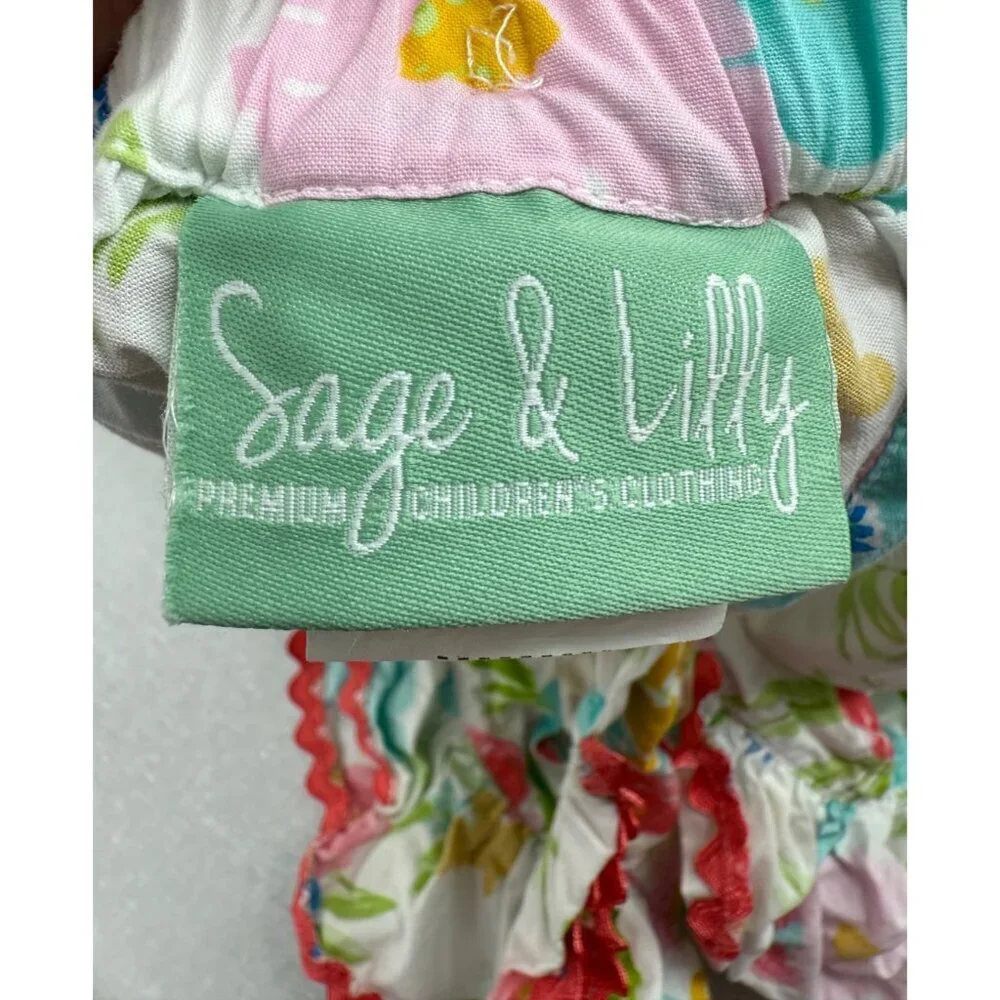 Sage and Lilly Girls Toddler Floral Print Apron Dress Size 3T 100% Cotton